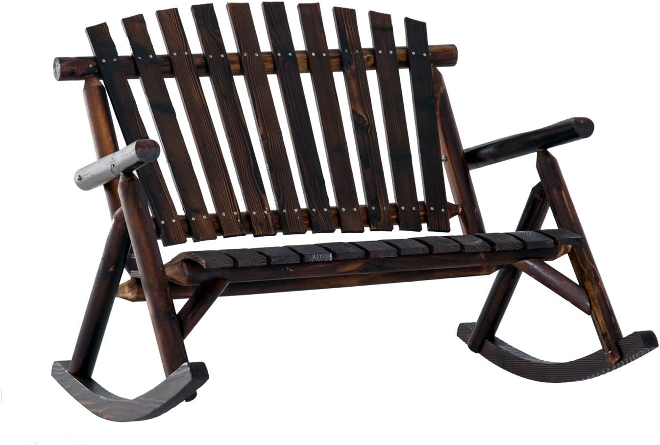 2Person Patio Rocking Chair Porch Wooden Armrest Rocking