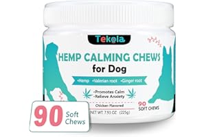 TEKOLA Hemp Calming Chews for Dogs Anxiety Relief Dog Calming Treats Natural Ingredients Dog Calming Chews Aid with Separation, Barking and Sleeping, Promote Relaxation, Reduce Stress 90 Chews