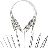 9 Pieces Size Marked US 0-15 Circular Knitting Needles Stainless Steel Knitting Needles Set for Beginner (16 Inch)