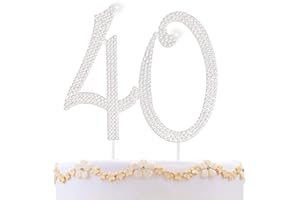 ZKPTOPS 40 Cake Topper 40th Anniversary Birthday Wedding Diamond Cake Topper for Women Bling Rhinestone Cake Decoration Party Supplies Keepsake, Silver