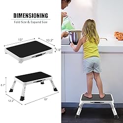 Jocauto Folding Step Stool, Height-Adjustable Step