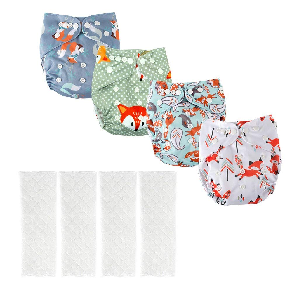 Big Elephant 4 Pack Baby Animals Print Reusable Cloth