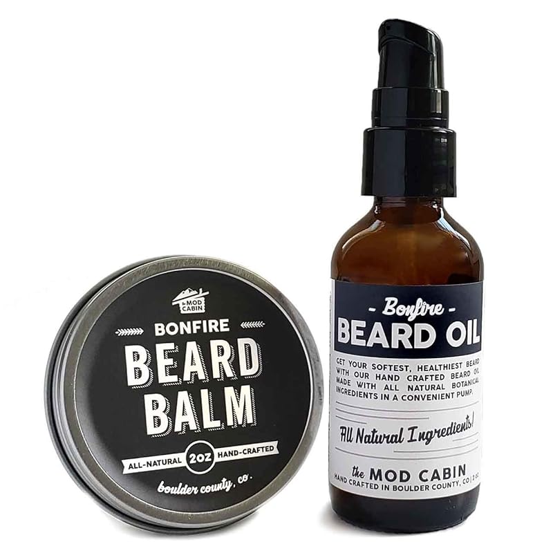 Beard Balm + Beard Oil Pump Set Bonfire All Natural