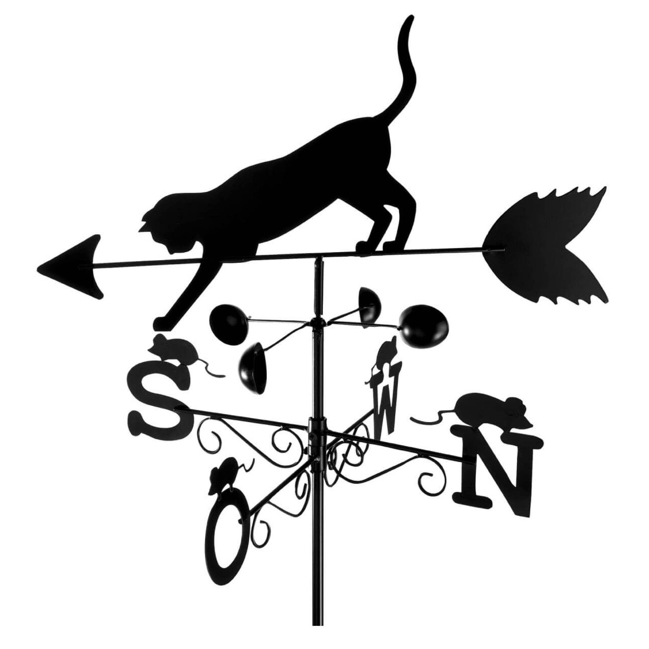 Maximex Cat Weathervane Painted Metal 50 x 170 x 40 cm Black