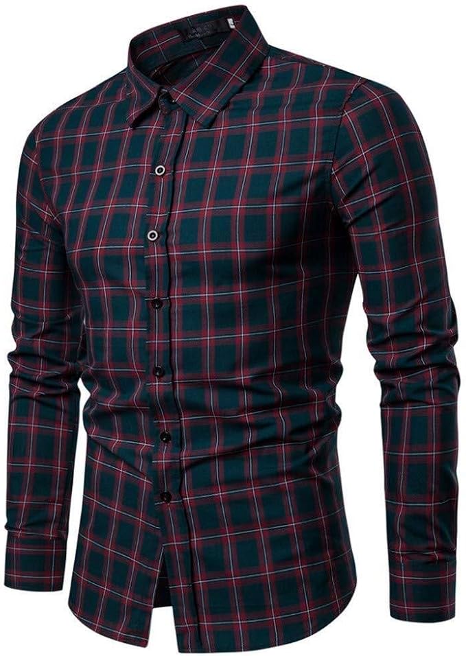 Multi Color and Multi Size Plaid Classic Sleeve Long Shirt Mens Check