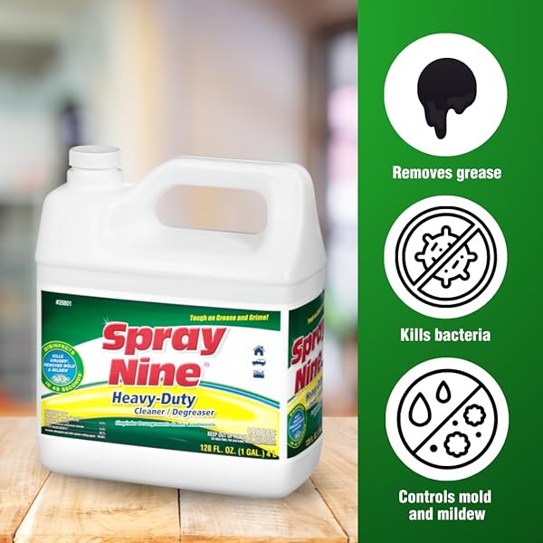SPRAY NINE 26801 HEAVY DUTY CLEANER, DEGREASER & DISINFECTANT FOR HOME, YARD EQUIPMENT, AUTOMOTIVE & MORE – REFILL FOR SPRAY BOTTLE 1 GALLON (PACK OF 1)