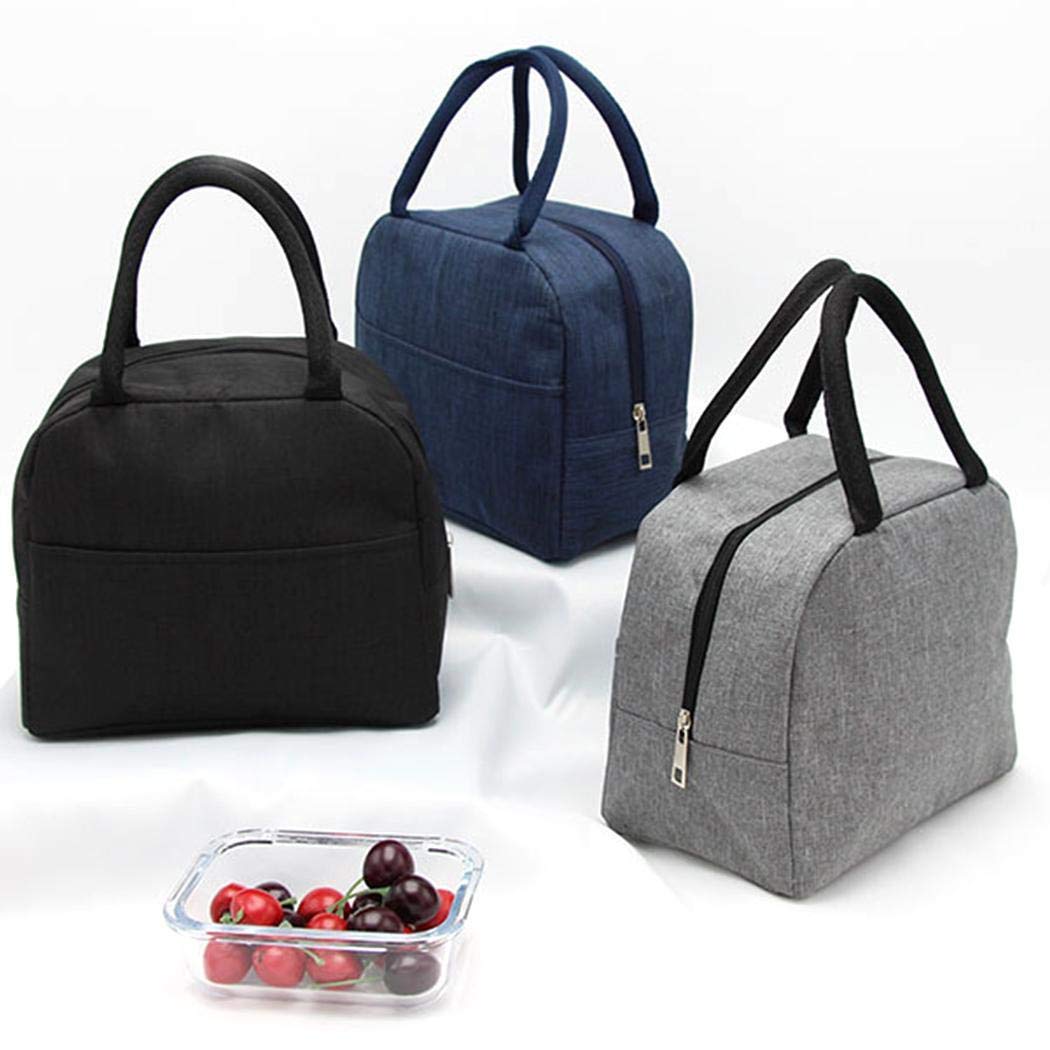 mekolen Creative Thickening Insulation Lunch Bag Thermal Bento Handbag Travel Totes, Navy Blue