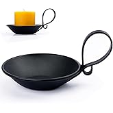 AGLARY Matte Black Iron Pillar Candle Holder, with Handle, Simple Industrial Style ，Table Centerpiece Decoration.