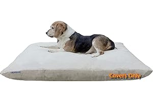 DOGBED4LESS Do It Yourself DIY Pet Bed Pillow Duvet Suede Cover + Waterproof Internal case for Dog/Cat at Medium 36"X29" Khaki Color - Covers only