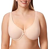 DELIMIRA Women's Front Closure Bras Seamless Plus Size Plunge Underwire Unlined Comfortable Bra
