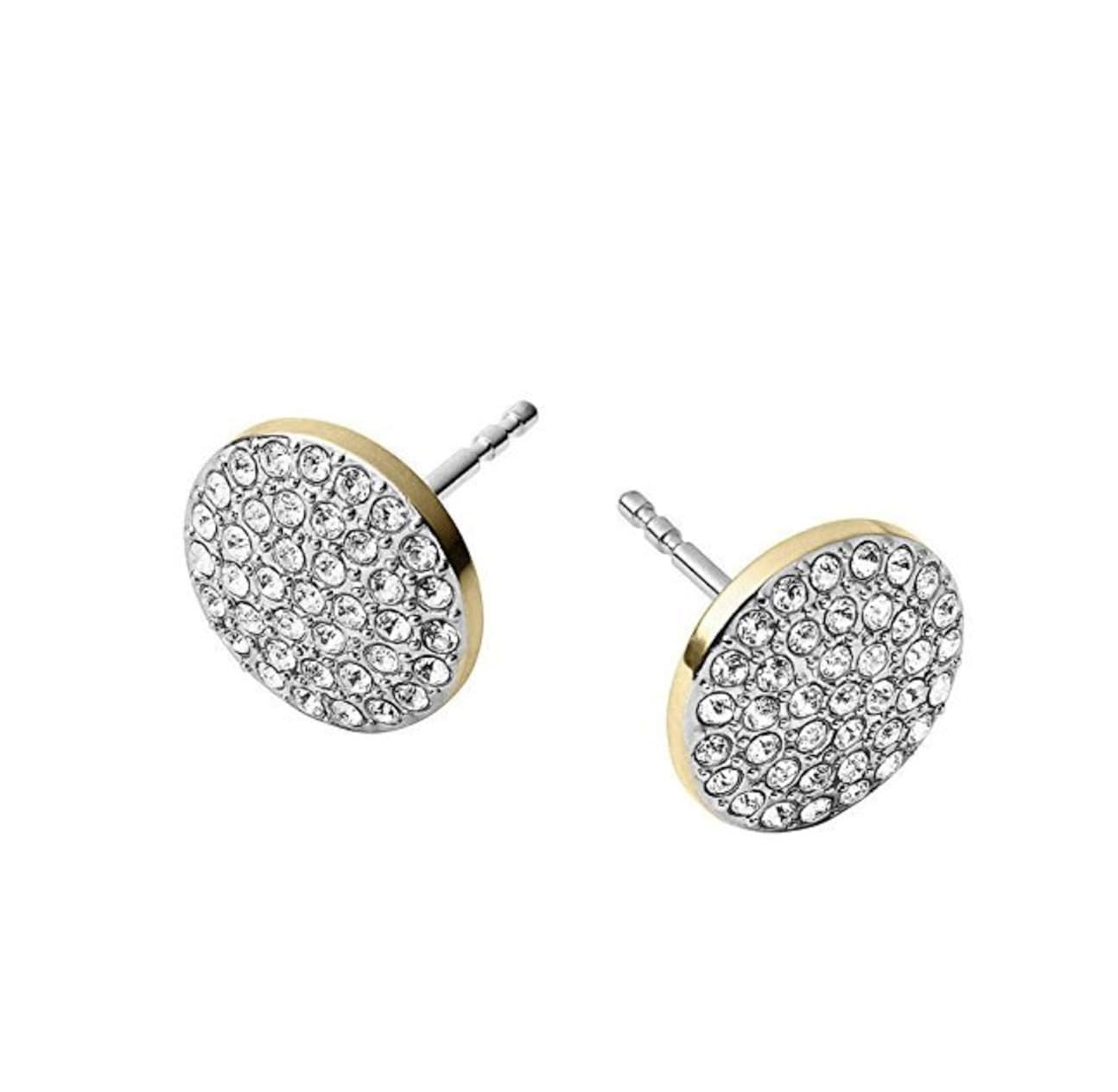 Michael Kors MKJ3895 Gold Tone Disc Stud Earrings with Crystal Pave