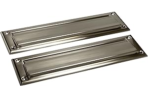 QCAA Solid Brass Mail Slot, with Solid Brass Interior Back Plate, 13" x 3.625", Satin Nickel, 1 Pack, Made in Taiwan