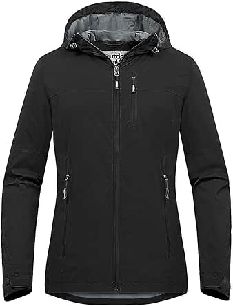 Outdoor Ventures Packable Rain Jacket Women Lightweight Waterproof Raincoat with Hood Cycling Bike Jacket Windbreaker