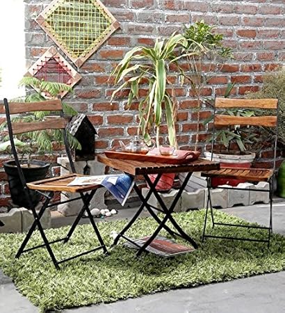 Matchless Outdoor Furniture Set with 2 Folding Chair and 1 Table for Patio Balcony (Multicolour)