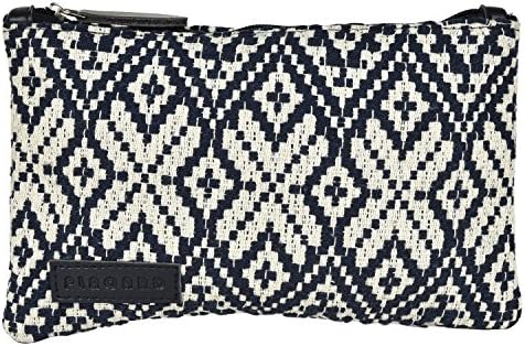 PLACARD Make-Up Envelop Shape Pouch, Cotton and Rexene (Blue and White)