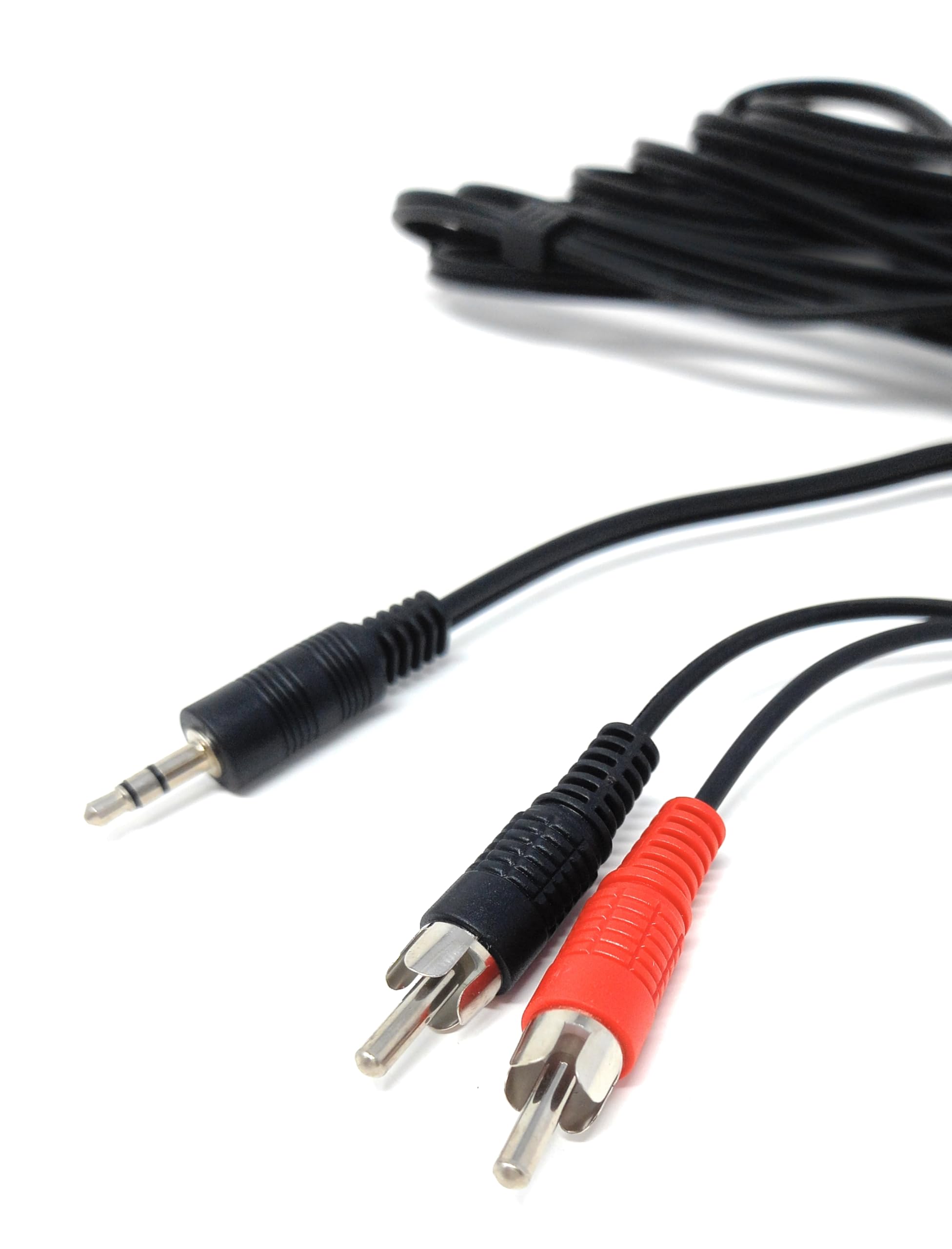 DRUT 3m 3.5mm to Twin RCA Stereo Aux Phono Audio Cable Mini Jack Lead Cord Y Splitter Headphone Cord RCA Y Splitter Adapter 10ft Black Nickel Connectors