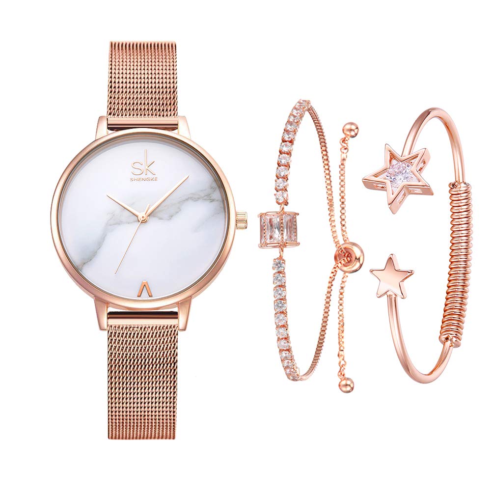 Sk Shengke Analog Quartz Waterproof Watch For Women Bracelet Watches With Jewelry Sets For Female Wrist Watches For Women On Sale