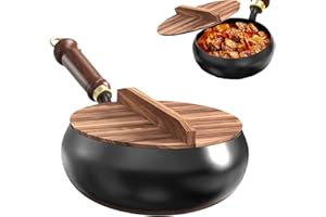 Japanese Cast Iron Pan – 1700g 24Cm Hand Forged Cooking Skillet, Uncoated Stainless Interior, Natural Heat Control, Wooden Li