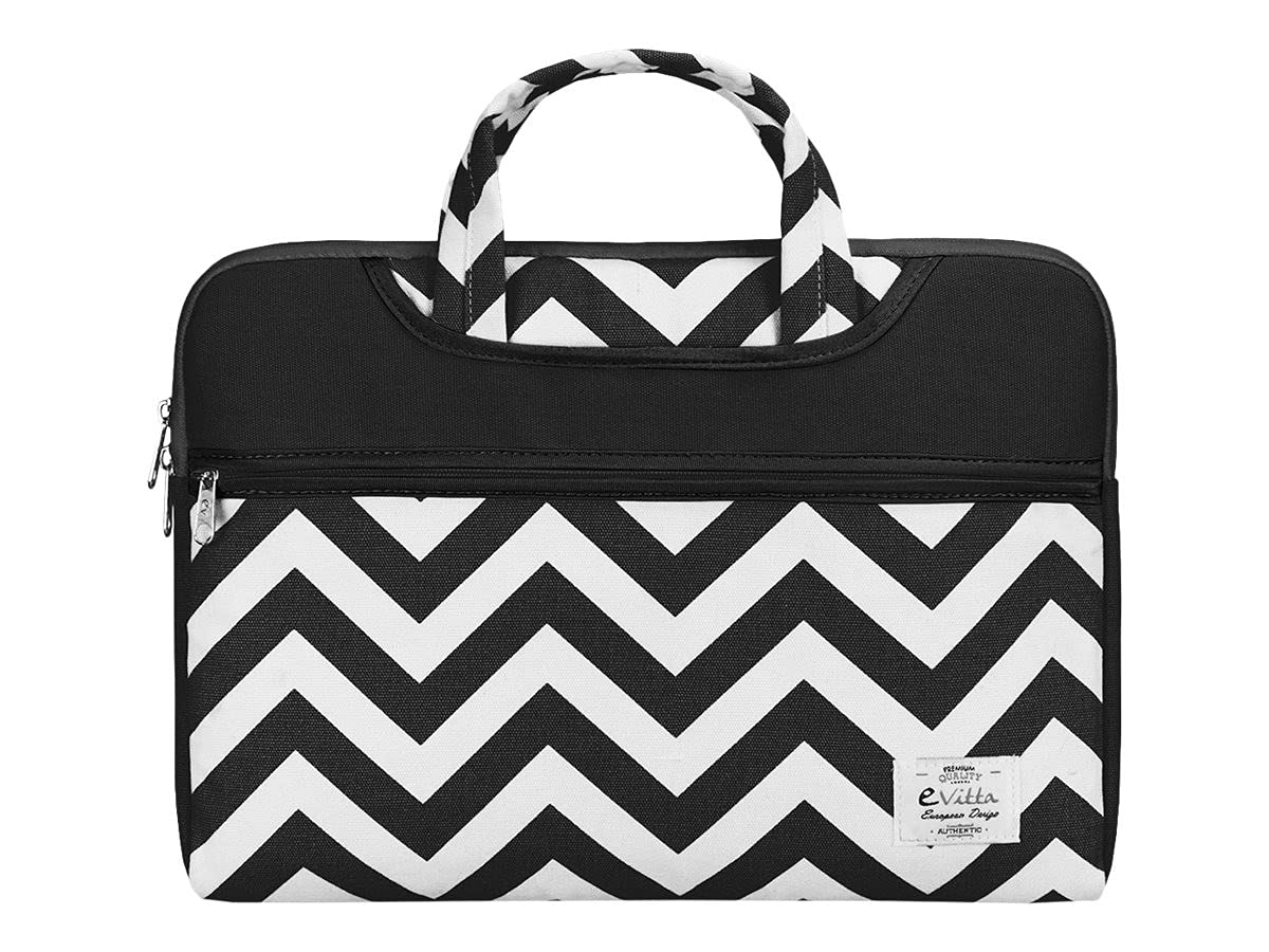 15.6 "Sleeve – Laptop Bag (Green, White Chevron E-Vitta 39.6 cm (15.6"), Green, White, Velvet, print, Velvet)