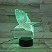YiaMia 3D Shark LED Night Light Multi 7 Color Changing Touch Switch Optical Table Lamp USB Powered for Home Room Bar Party Festival Decor Kids Room Decoration