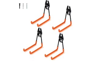 AOBEN Garage Hooks Heavy Duty, Steel Garage Storage Hooks, Utility Tool Hangers and Combinable Wall Mount Garage Hooks for Organizing Ladder, Hold Chairs, Heavy Tools (Medium U, 4 Pack)