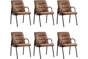 BoisKom Office Guest Reception Chair Set of 6, Conference Room Chairs Waiting Room Chairs 6 Pack, Modern Leather Office Desk Chair No Wheels.