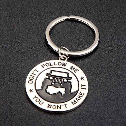 3D KeyChain for Jeep Enthusiasts - "Don't Follow Me You Won't Make It" , Great Advice and Gift Idea for Any Jeep Owner,Built by Annwer for Jeep Wrangler Accessories Enthusiasts