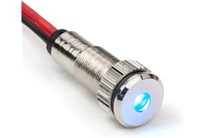 OZNIUM PLUG-N-PLAY Instrument Cluster LED Indicator Light Dash Bulbs. Aluminum Pilot Lights. Color Acrylic Lens. Flush Panel Mount 5/16" 8mm 12V for Speedometer Odometer Tachometer (Silver Bezel, Blue LED)