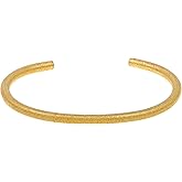 Metro Jewelry 8.5 Inches Long Open Cuff Bangle Bracelet for Men in Stainless Steel with Black or Yellow Gold Ion Plating