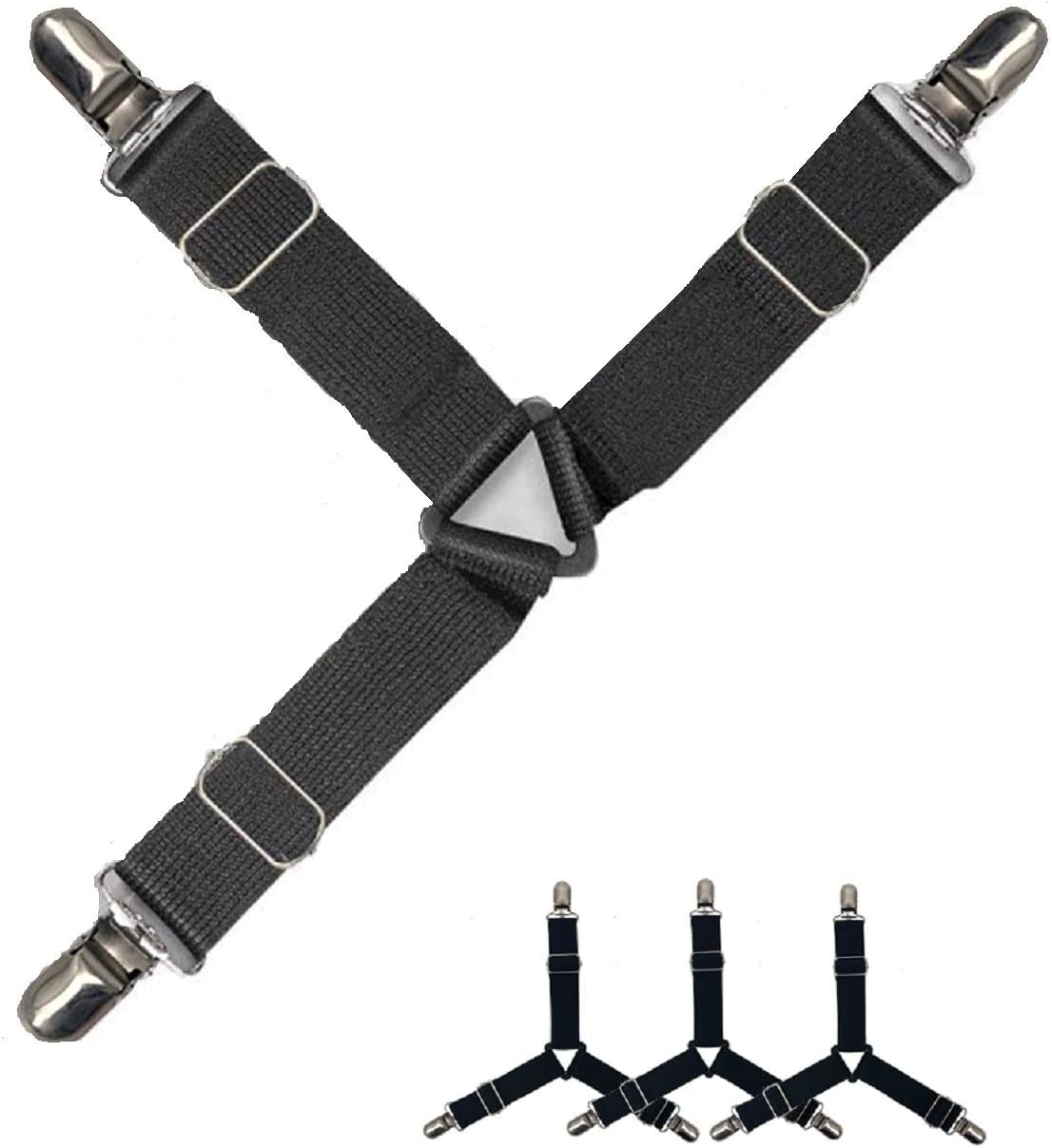 Nappo 4 Pcs Bed Sheet Holder Straps Adjustable Mattress Fasteners Clips Black: Home & Kitchen