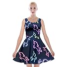 PattyCandy Womens Colorful Unicorn in Space Velvet Skater Dress - L