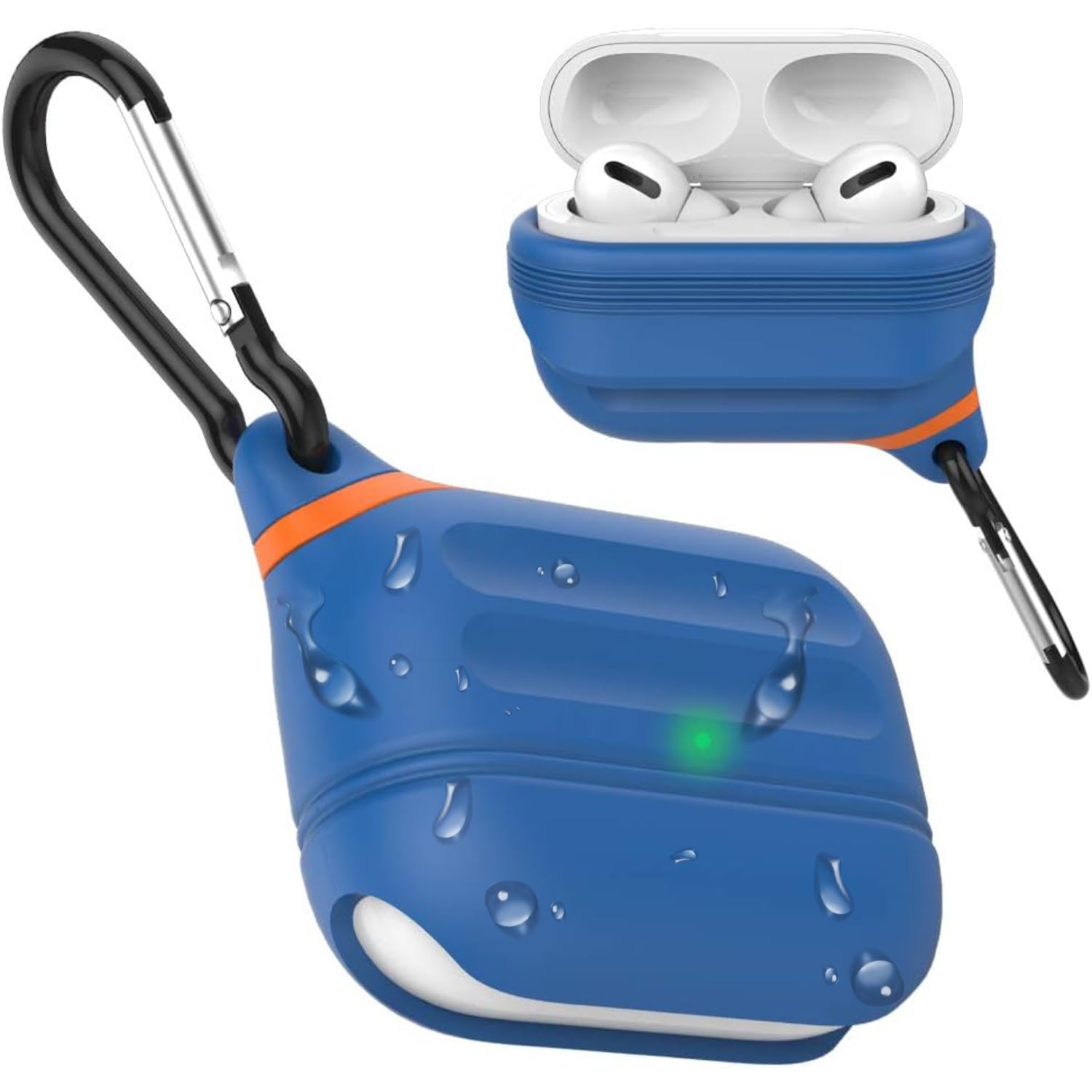 Photo 1 of ATIMIRA for AirPods Pro 2 Case Waterproof 2019 2022, Anti-Lost Silicone Protective Cover, Wireless Charging & LED Visible, with Hook ? US Patent Registered ?,Blue