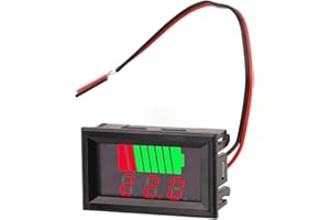 12-72V Battery Charge Indicator for Lithium, NiMH, and -Acid Batteries - Digital Voltage and Power Meter with Dual LED Displa