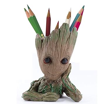 Shreya Enterprise-Cute Groot Pen Stand Pot Widely Used for Indoor and Outdoor Use | Bonsai and Succulent Pen Stand and Flower Plant Pot for Home and Office