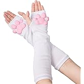 HOMEGYMFREE Cute Cat Paw Mittens Gloves, Kawaii Cat Cosplay Kawaii Soft 3D Toes Beans Fingerless Cat Claw Paws Pad Sleeve