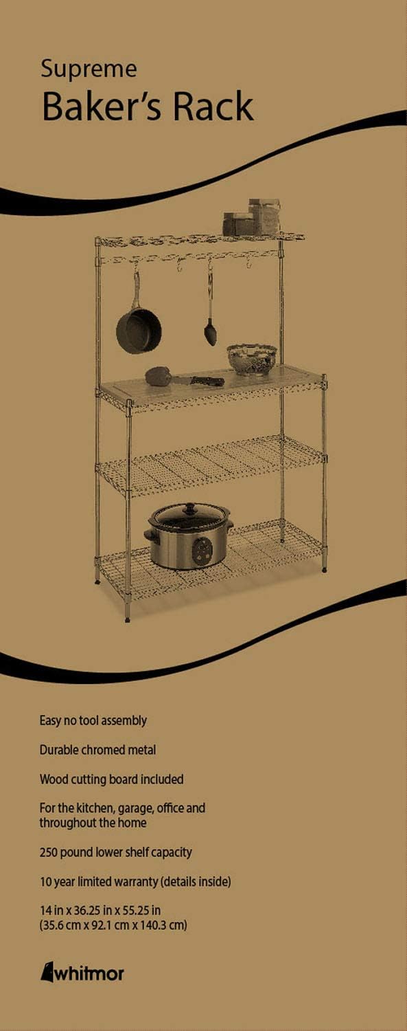 Whitmor Supreme Baker’s Rack with Food Safe Removable Wood Cutting Board - Chrome: Home & Kitchen
