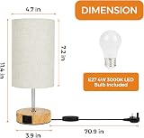 Suright Bedside Lamp 3-Way Dimmable USB A+C Ports Linen Shade LED Bulb Included view 5