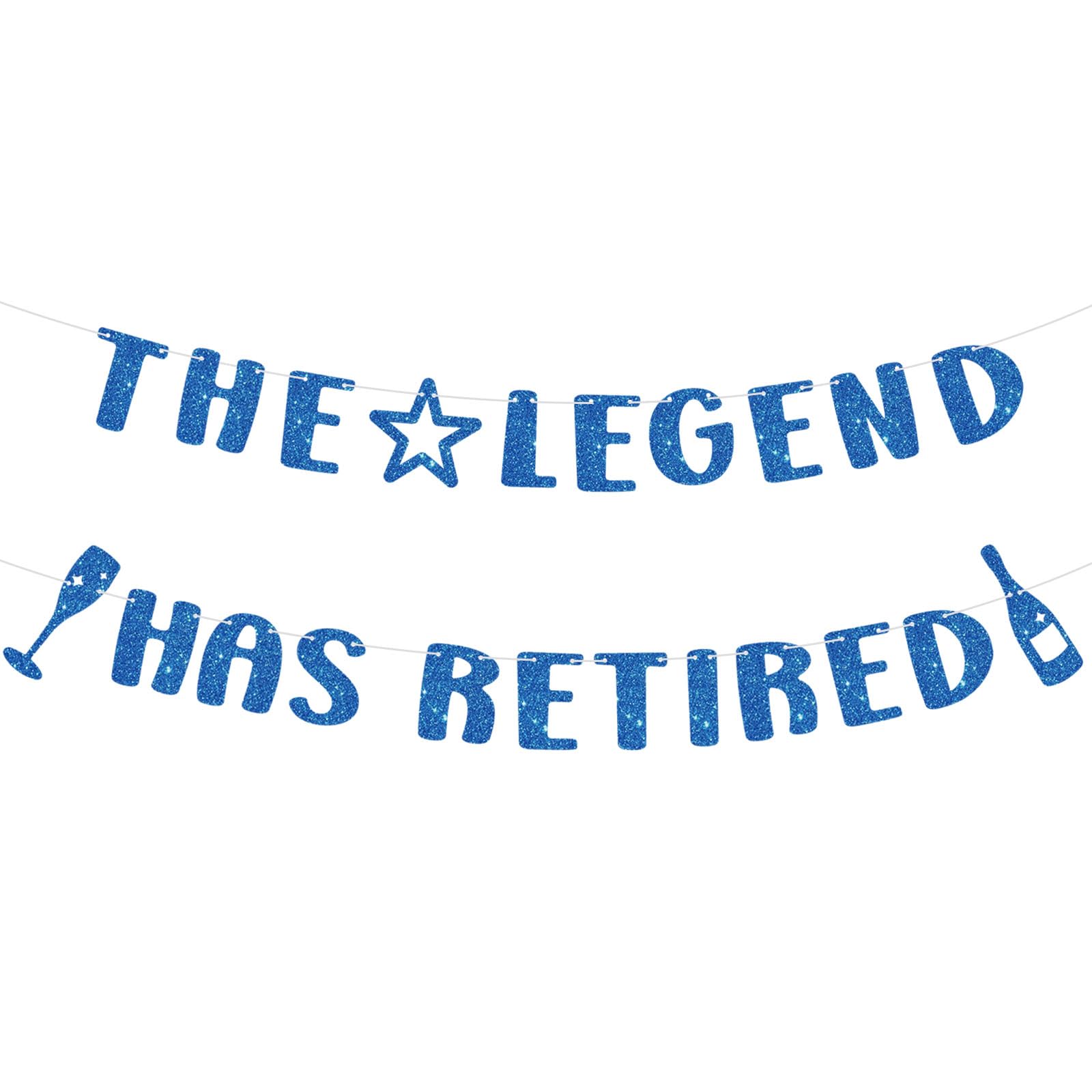 PEUTIER Legend Has Retired Banner, Glitter Happy Retirement Party Decoration Supplies Gifts for Men & Women (Blue)