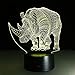 TRADE® 3D Visual Multicolor Gradient Acrylic Animal Rhino LED Touch USB Dual Purpose Base Bedside Illumination Night Light