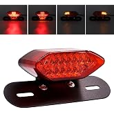 YnGia Motorcycle LED Tail Lights with Bracket, Integrated Taillight with Turn Signal, Indicator Light Rear Running Lights Universal Brake Light License Plate Lamp 12V (Red)