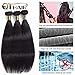 QTHAIR 14A Straight Human Hair Bundles(16 18 20,300g,Natural Black) 100% Unprocessed Human Hair Extensions Indian Straight Virgin Human Hair Bundles