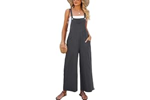 Eisctnd Overalls Women Sleeveless Baggy Jumpsuit for Women Comfortable Casual Wide Leg Rompers With Pockets