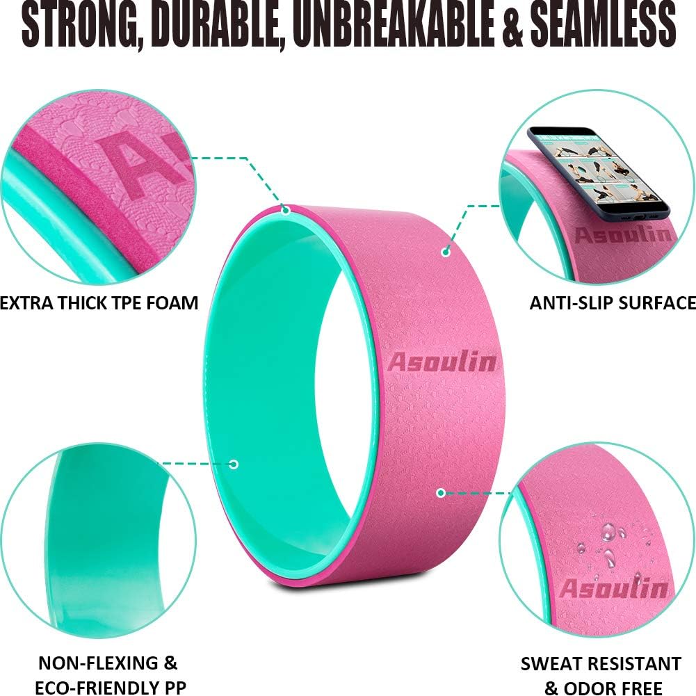 Yoga Wheel for Back Pain & Stretching, 12.6"x5.11" Yoga Roller Back Wheel Yoga Prop Wheel with Thick Cushion for Improving Flexibility, Backbends & Yoga Poses-Support 330LBS, Strong & Comfortable : Sports & Outdoors