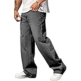 Verdusa Men's High Waist Loose Jeans Baggy Straight Leg Denim Pants Trousers