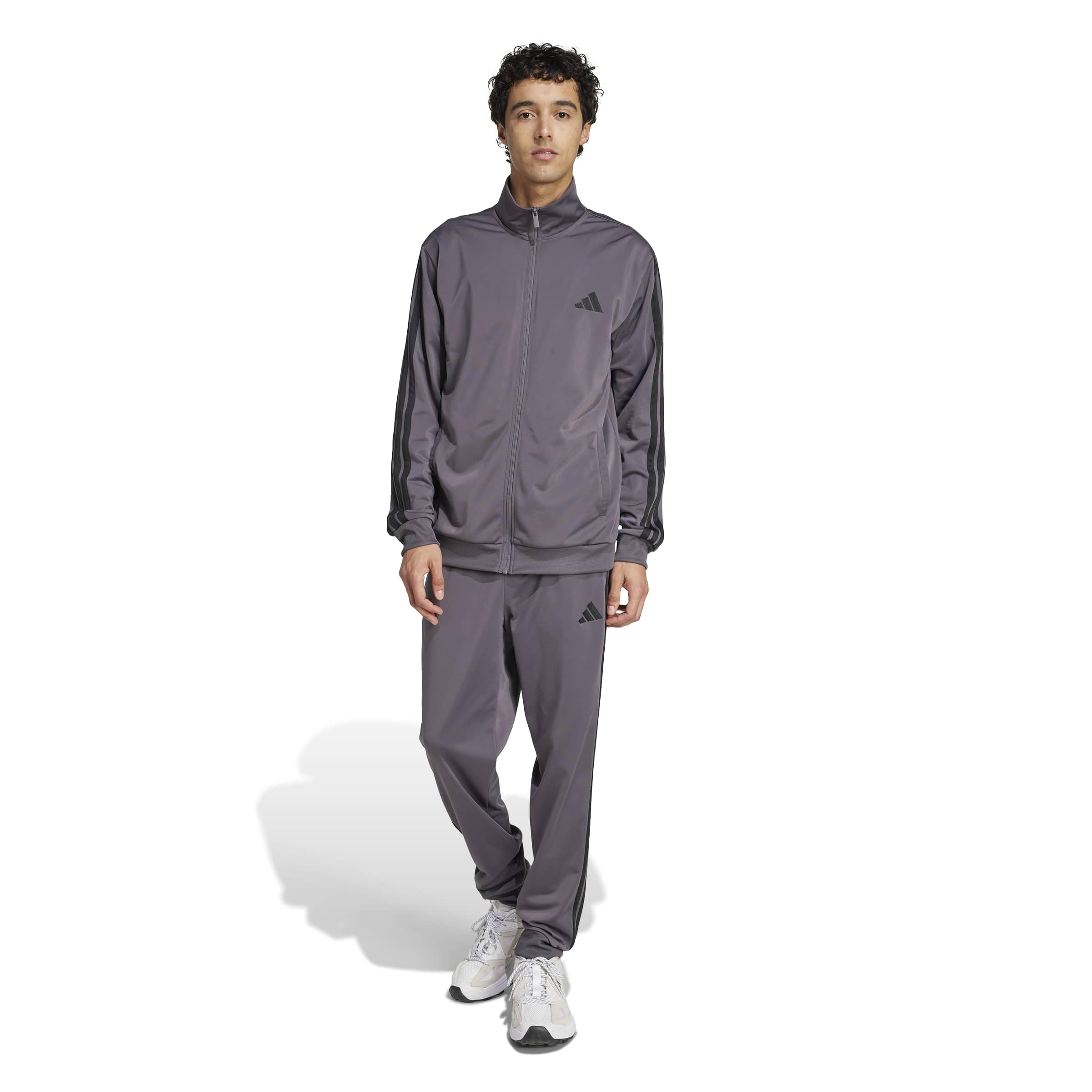 adidas Men's Basic 3-Stripes Tricot Track Suit, Grey Strata, Medium/Tall Image