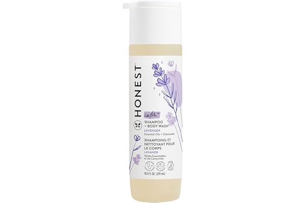 The Honest Company 2-in-1 Cleansing Shampoo + Body Wash | Gentle for Baby | Naturally Derived, Tear-free, Hypoallergenic | Lavender Calm, 10 fl oz