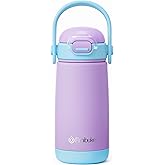 Fimibuke Kids Insulated Water Bottle with Straw Lid & Handle - 14oz BPA FREE 18/8 Stainless Steel Metal Tumbler Leak Proof Double Wall Vacuum Kids Cup Toddler Water Bottle for School Boys Girls