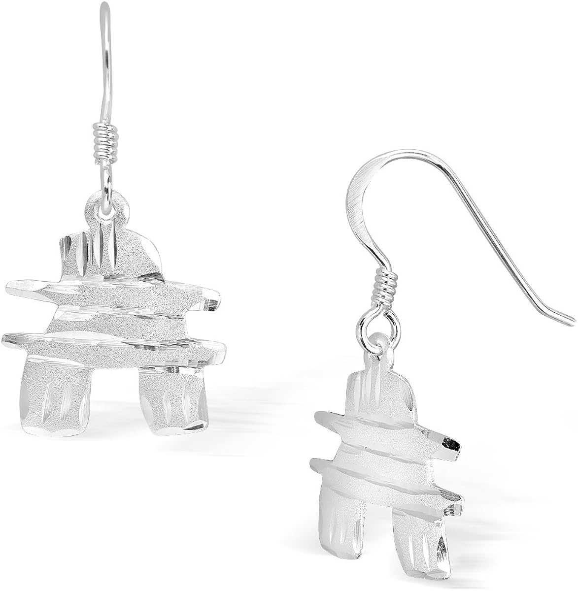 WithLoveSilver 925 Sterling Silver Sandblast Inukshuk Canada Stone