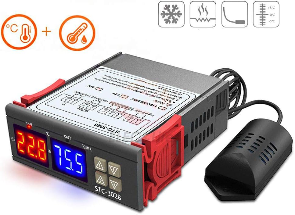 BouBou Stc-3028 12V 24V Dc 10A Digital Temperature Humidity Meter Thermostat Lcd Display Thermoregulator Hygrometer Adjustable Heater Regulator - 12V