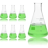 Utile Glass Erlenmeyer Flask Set, 250ml Narrow Mouth Erlenmeyer Flasks, 6pcs of Borosilicate 3.3 Glass Conical Flasks for Laboratory with Printed Graduation, 4016.0250.6